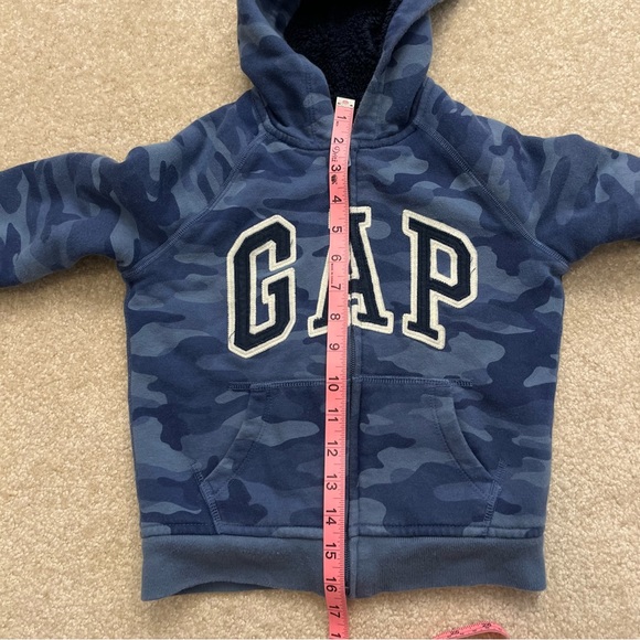 GAP Sweater Youth Kids Boys Extra Small Blue Arch Sherpa Fleece Camo Zip Hoodie - Picture 7 of 7